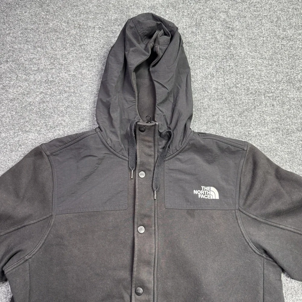 The North Face Hoodie Mens L Black Full Snap Heavyweight Fleece Sweatshirt